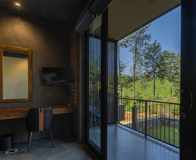 bed room with the view of the mountains